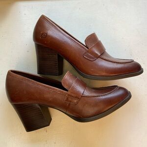 Born leather block heel loafers